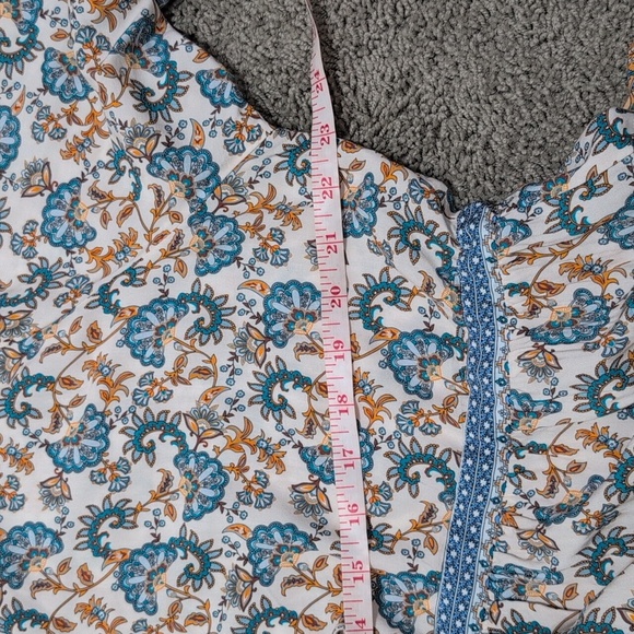 NorthStyle Floral Bohemian Tunic Dress Size 1X Blue And Gold - Picture 9 of 10